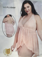 Load image into Gallery viewer, Plus Size Halter Plunge Lace Teddy with Flyaway Skirt Underwear
