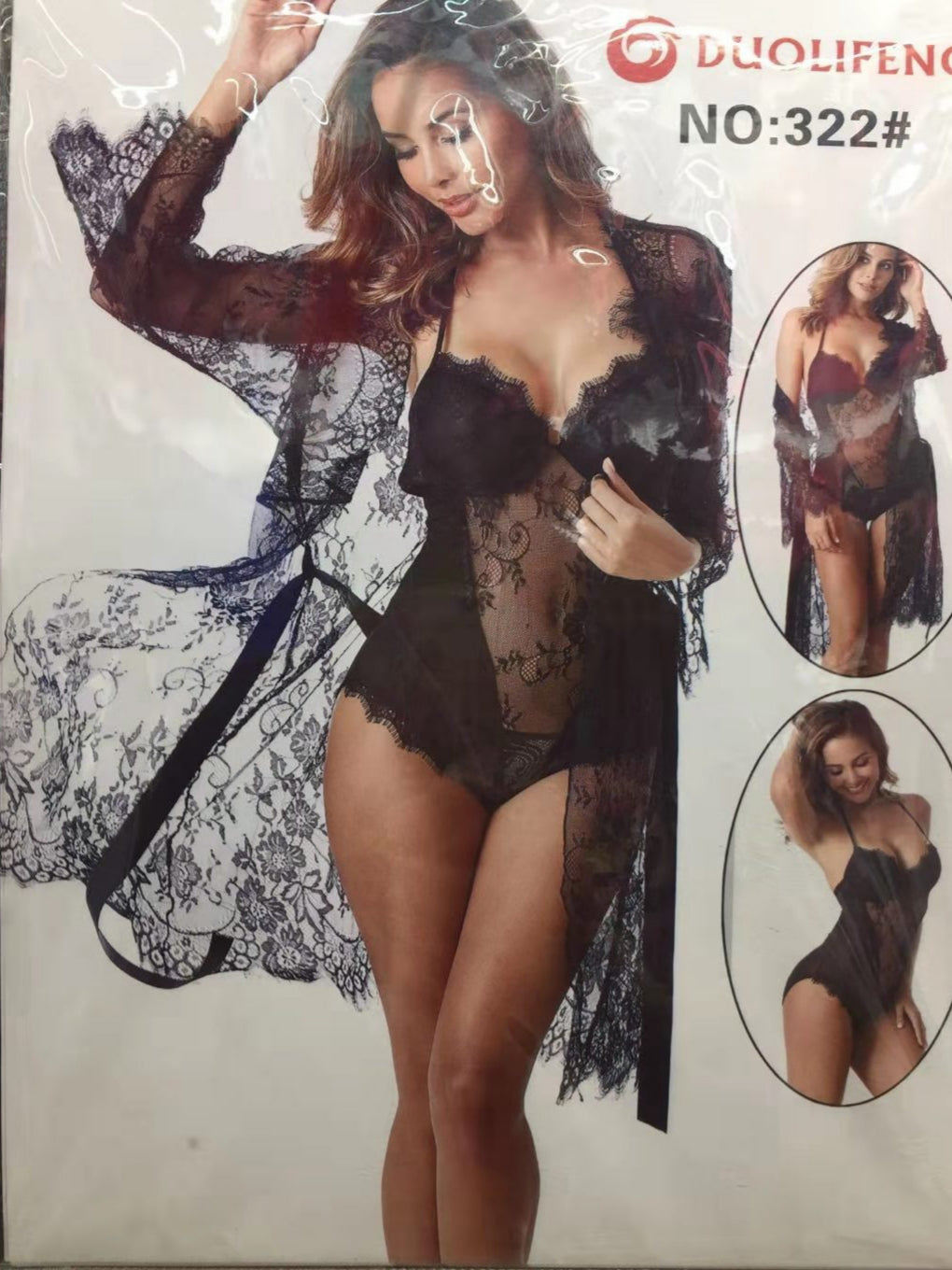 Teddy bodysuit lingerie with lace Robe