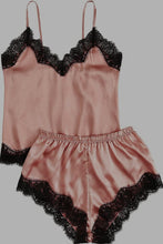 Load image into Gallery viewer, Lace Satin Sleepwear Cami Top and Shorts Pajama Set

