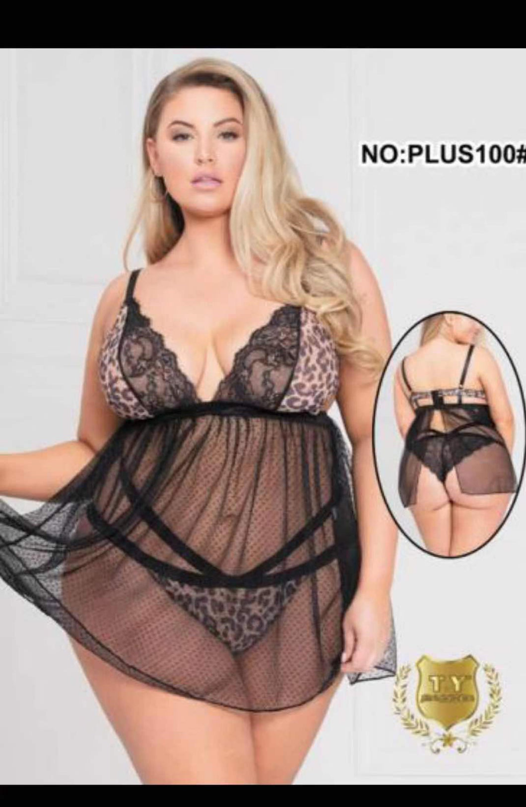 Plus size babydoll Lingerie strappy sheer