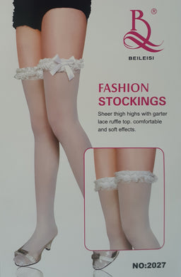 White sheer thigh high stocking 