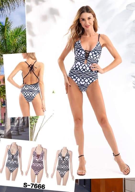 One piece swimming suit V neck
